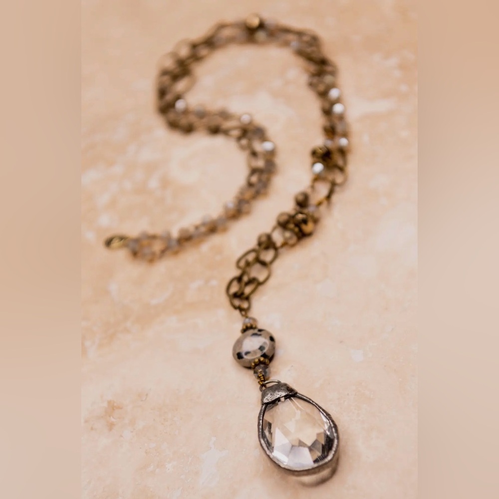 Delicate Two-Tone Gold & Silver Layered Pendant Necklace - Picture 3 of 4
